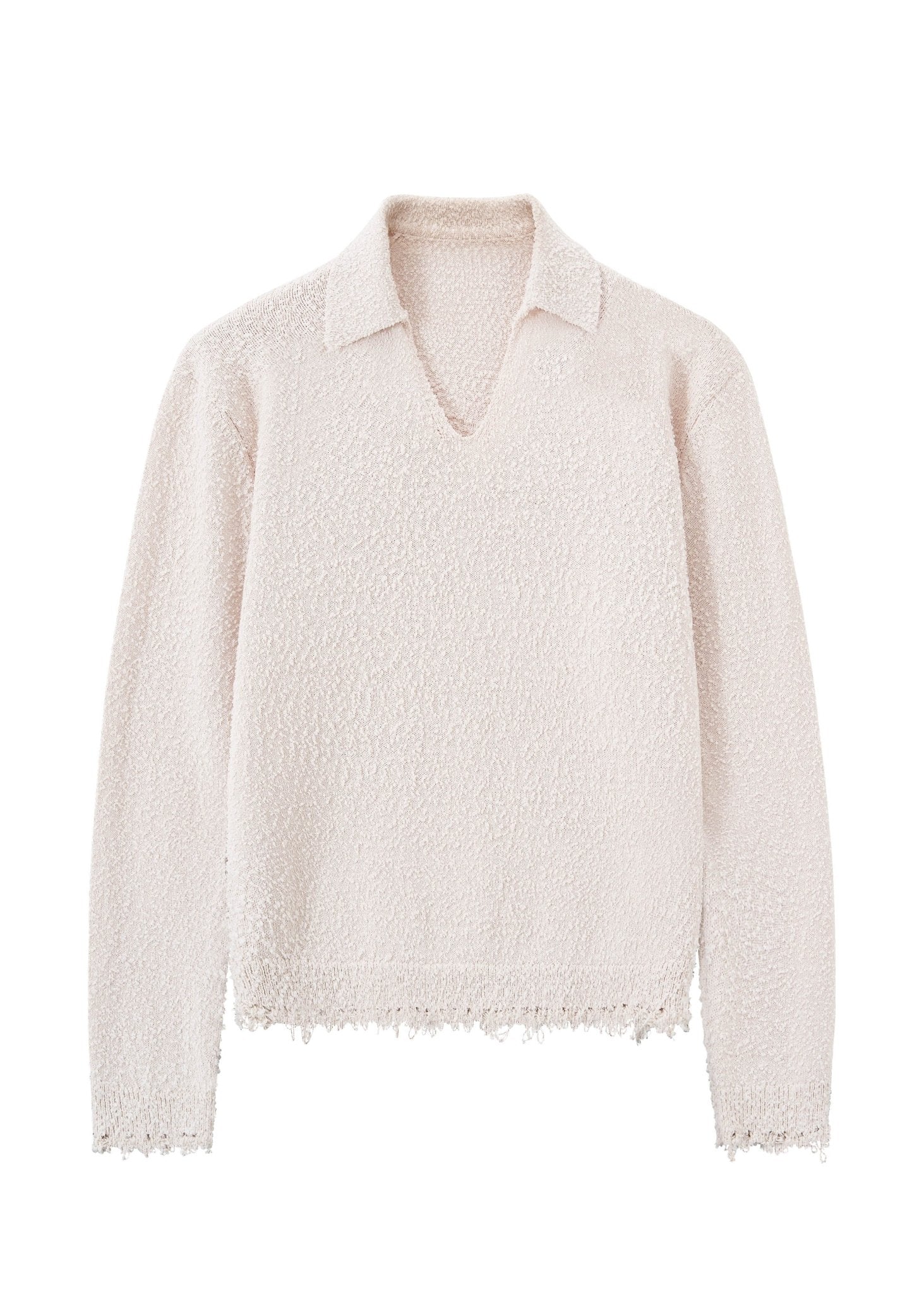 V - Neck Knit Polo Long Sleeve Sweater - Rick Circus