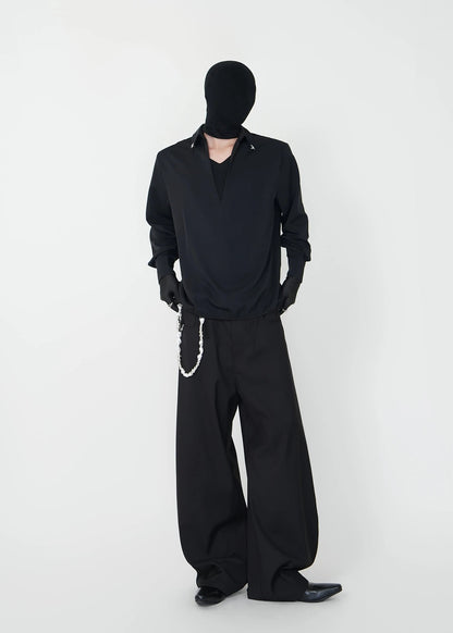 V - Neck Layered Long - Sleeve Polo - Rick Circus