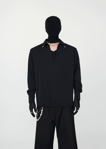 V - Neck Layered Long - Sleeve Polo - Rick Circus