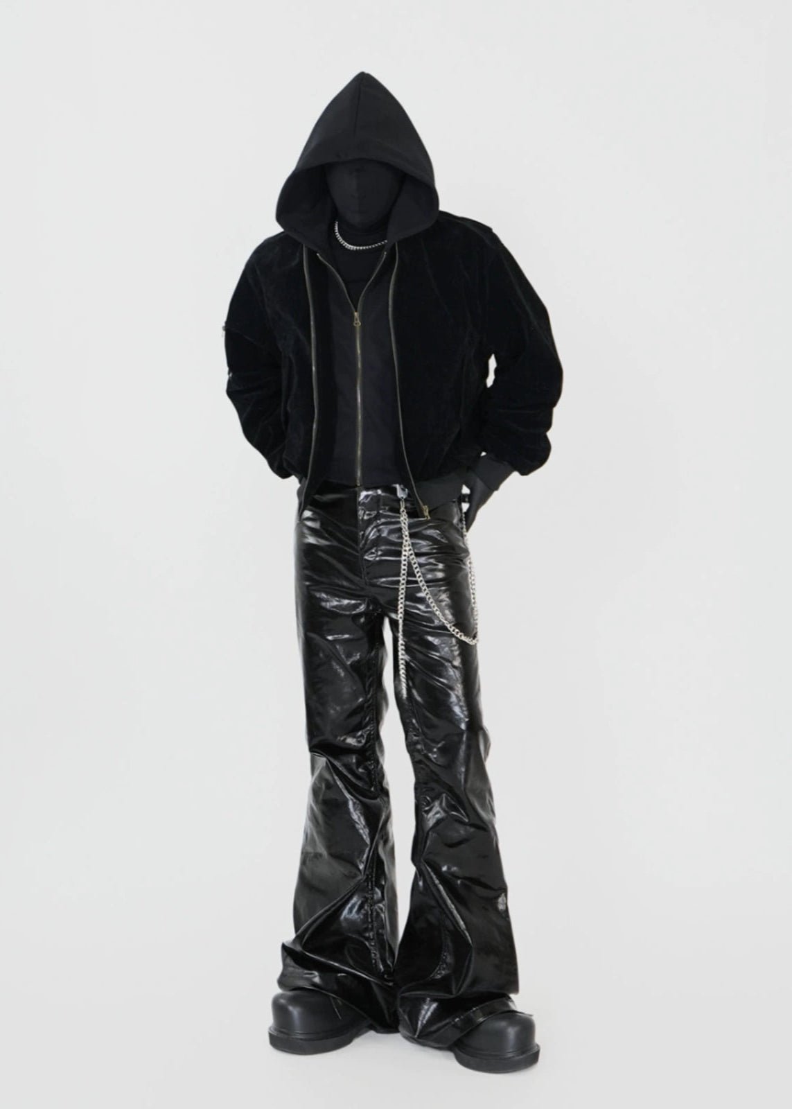 Velvet Hooded Bomber Jacket with Layered Look - Rick Circus