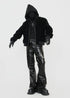 Velvet Hooded Bomber Jacket with Layered Look - Rick Circus