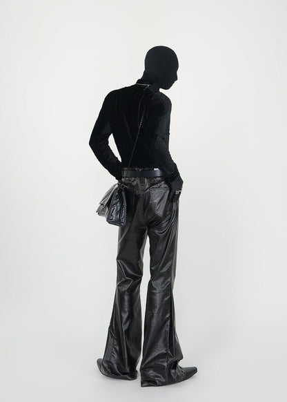 Velvet Textured Long Sleeve Turtleneck - Rick Circus