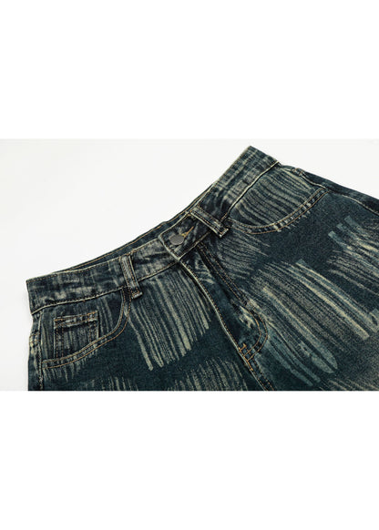 Vintage Brush Print Jeans - Rick Circus