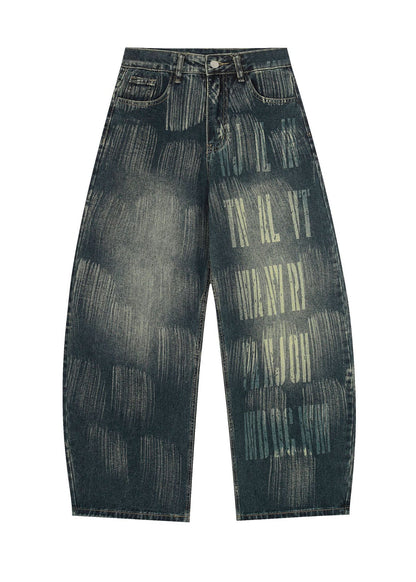 Vintage Brush Print Jeans - Rick Circus
