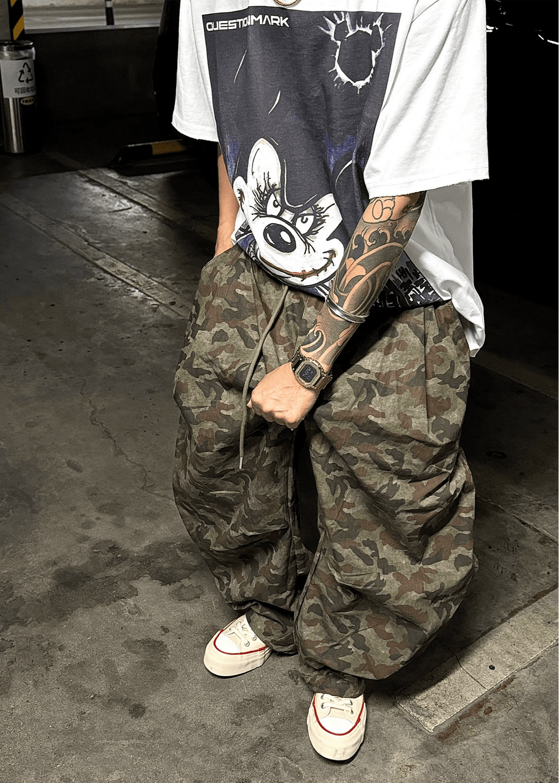 Vintage Camo Wide - Leg Tactical Pants - Rick Circus
