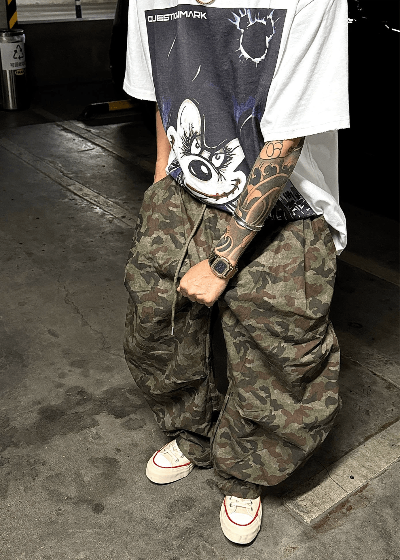 Vintage Camo Wide - Leg Tactical Pants - Rick Circus