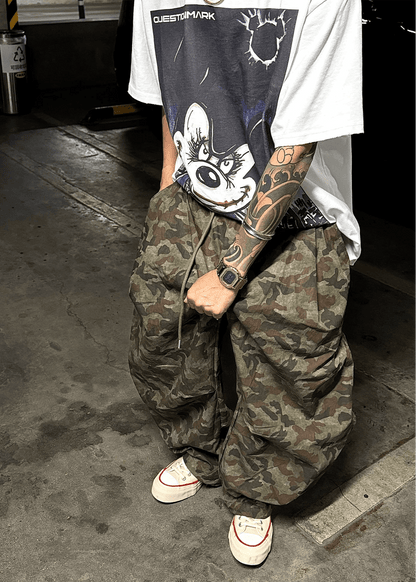 Vintage Camo Wide - Leg Tactical Pants - Rick Circus
