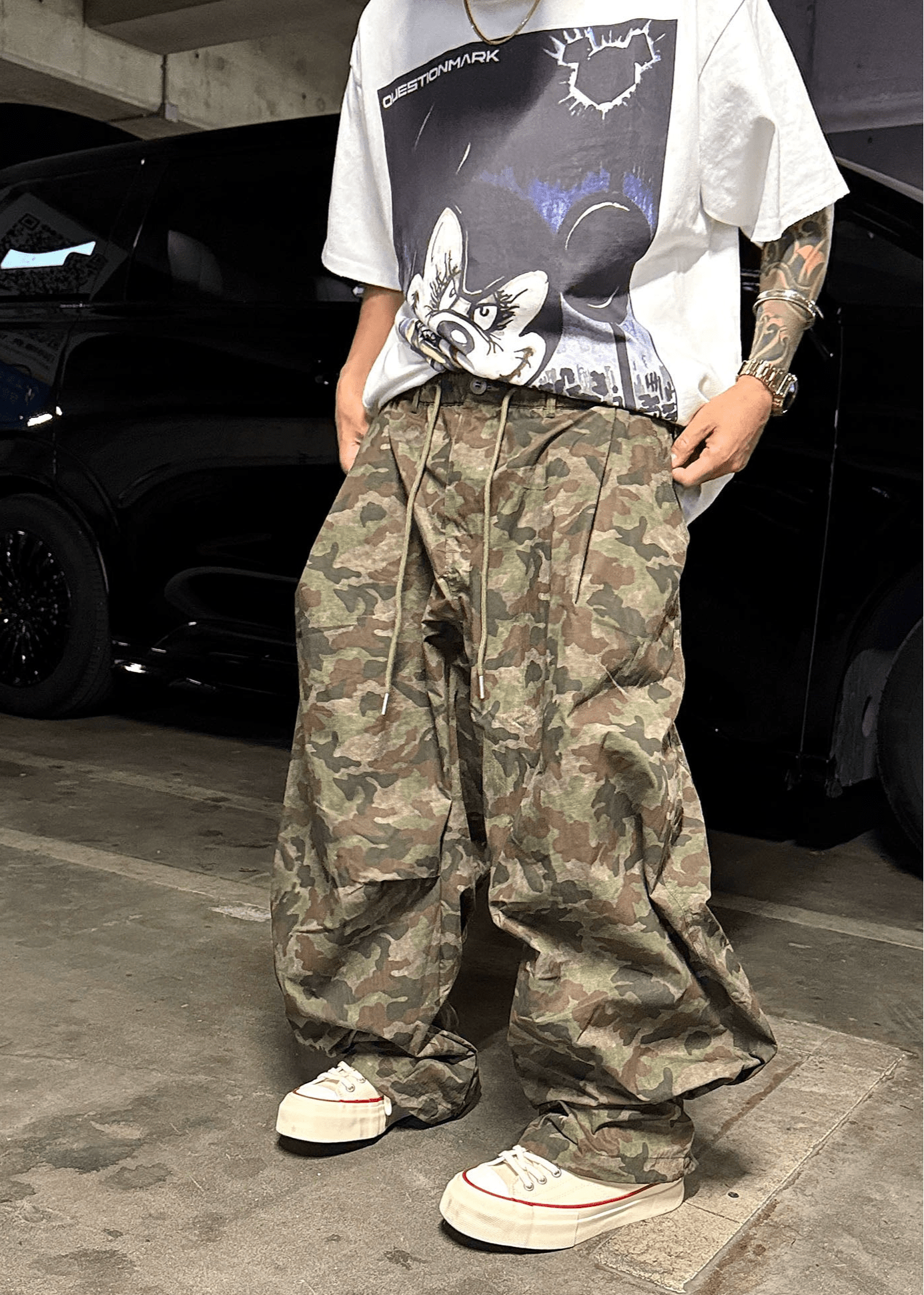 Vintage Camo Wide - Leg Tactical Pants - Rick Circus