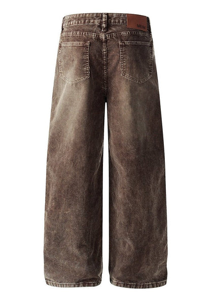 Vintage Clean Fit Casual Washed Corduroy Straight Pants - Rick Circus