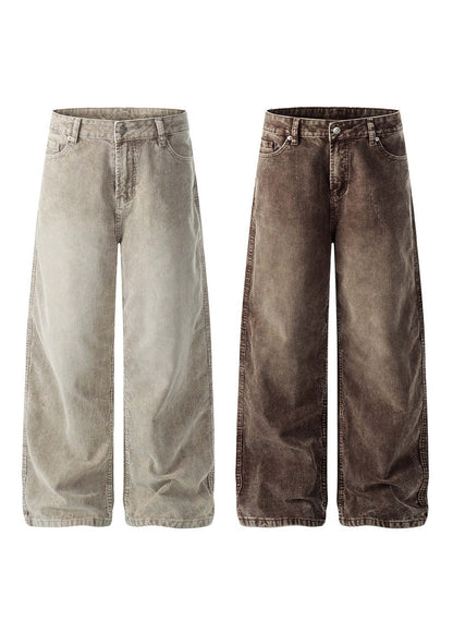 Vintage Clean Fit Casual Washed Corduroy Straight Pants - Rick Circus