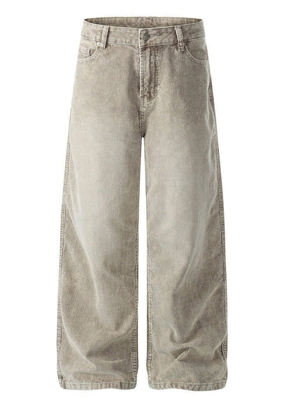 Vintage Clean Fit Casual Washed Corduroy Straight Pants - Rick Circus