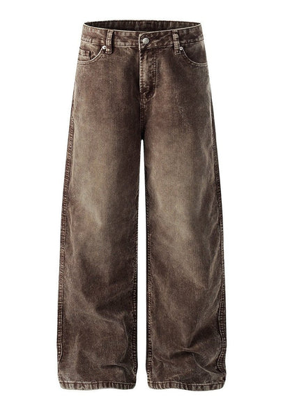 Vintage Clean Fit Casual Washed Corduroy Straight Pants - Rick Circus