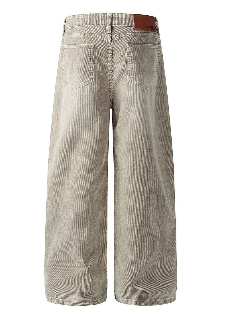 Vintage Clean Fit Casual Washed Corduroy Straight Pants - Rick Circus