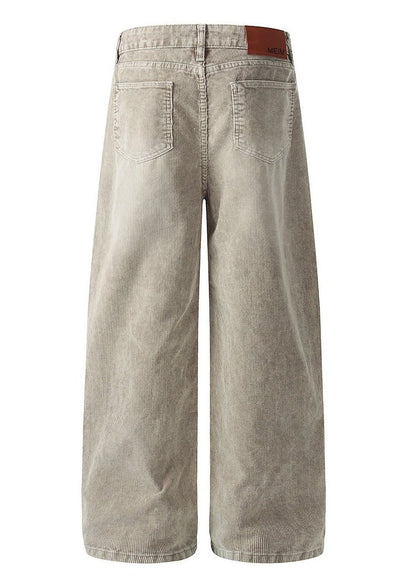 Vintage Clean Fit Casual Washed Corduroy Straight Pants - Rick Circus