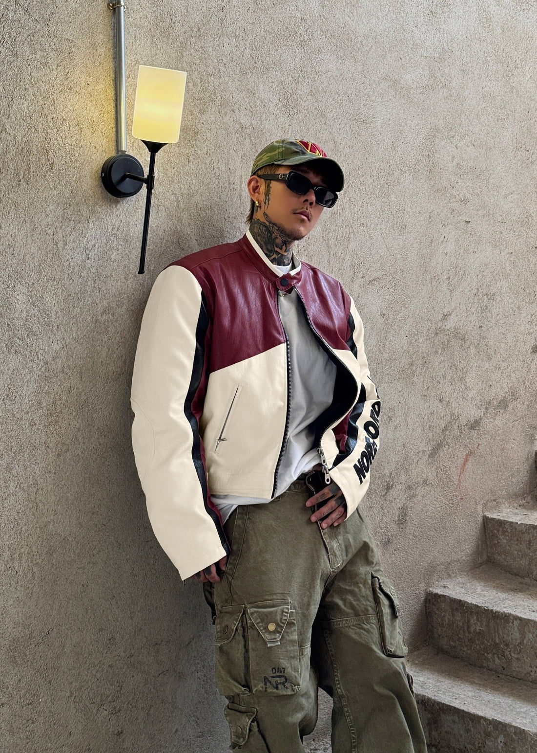 Vintage Colorblock PU Leather Jacket - Rick Circus