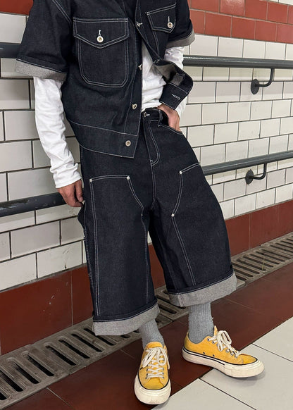 Vintage Contrast Stitch Cropped Jeans - Rick Circus