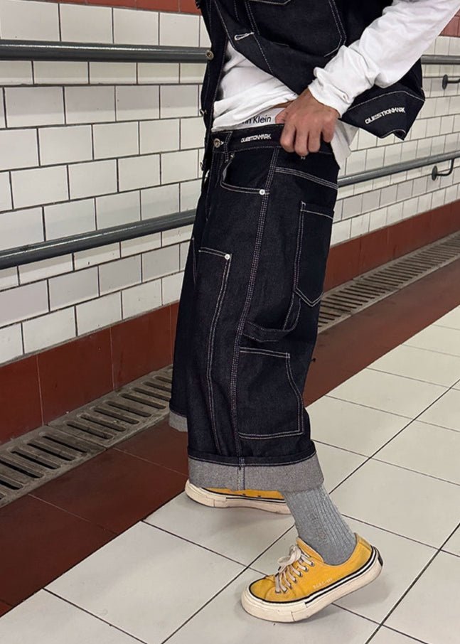 Vintage Contrast Stitch Cropped Jeans - Rick Circus