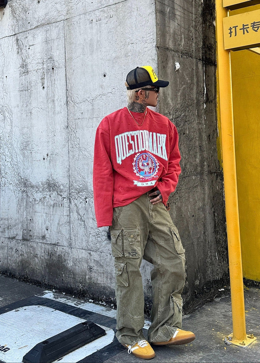 Vintage Cracked Print Fleece Sweatshirt - Rick Circus