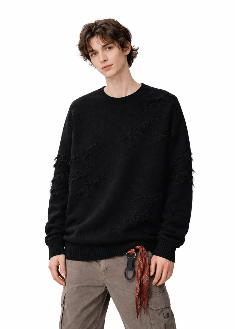 Vintage Distressed Fringe Knit Sweater - Rick Circus