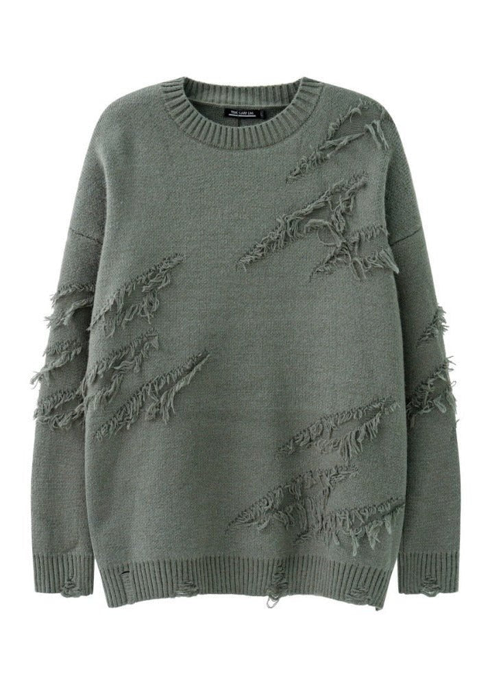 Vintage Distressed Fringe Knit Sweater - Rick Circus