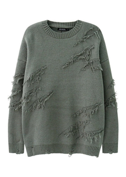 Vintage Distressed Fringe Knit Sweater - Rick Circus