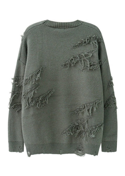 Vintage Distressed Fringe Knit Sweater - Rick Circus