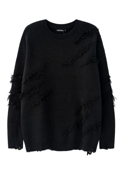 Vintage Distressed Fringe Knit Sweater - Rick Circus