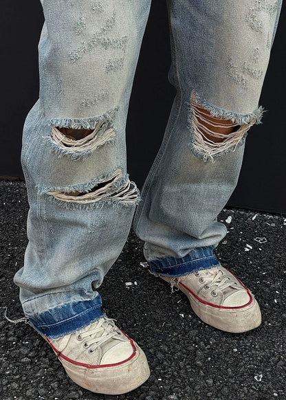 Vintage Distressed Loose Fit Straight - Leg Jeans - Rick Circus
