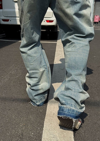 Vintage Distressed Loose Fit Straight - Leg Jeans - Rick Circus