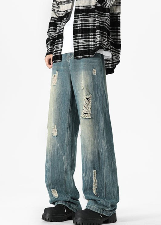 Vintage Distressed Wide - Leg Jeans - Rick Circus