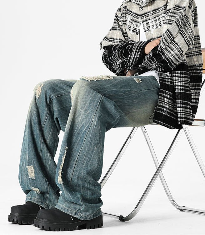 Vintage Distressed Wide - Leg Jeans - Rick Circus
