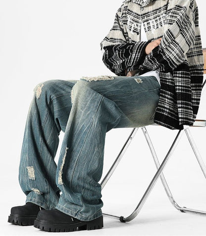 Vintage Distressed Wide - Leg Jeans - Rick Circus