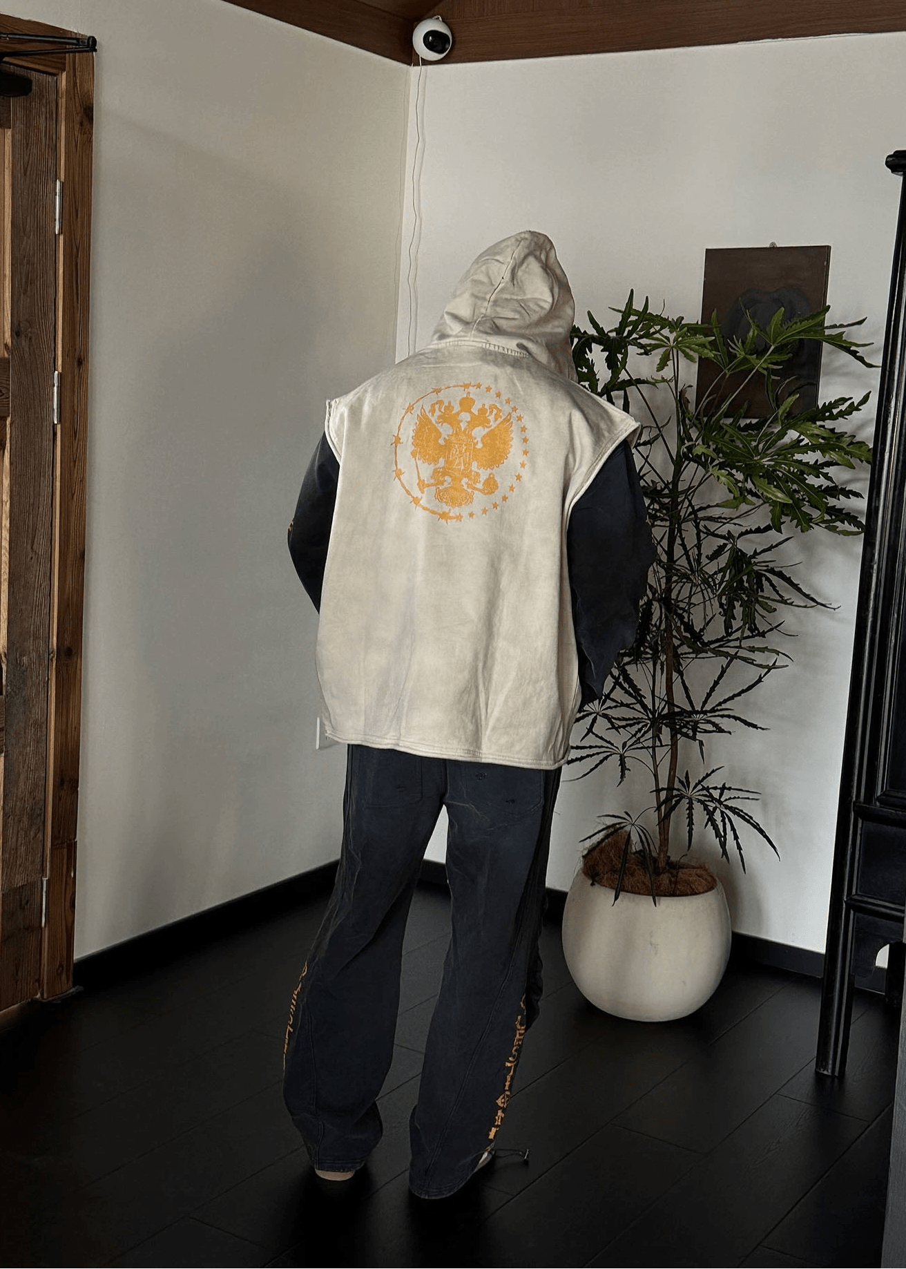 Vintage Eagle Print Sleeveless Hoodie - Rick Circus