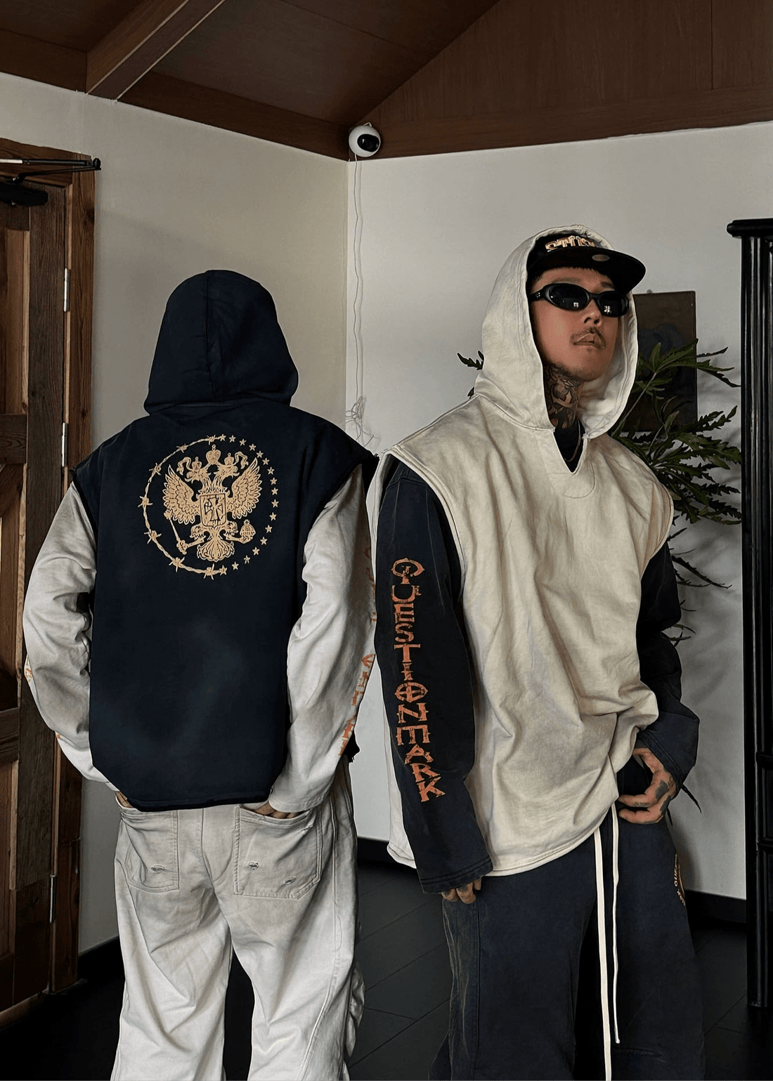Vintage Eagle Print Sleeveless Hoodie - Rick Circus