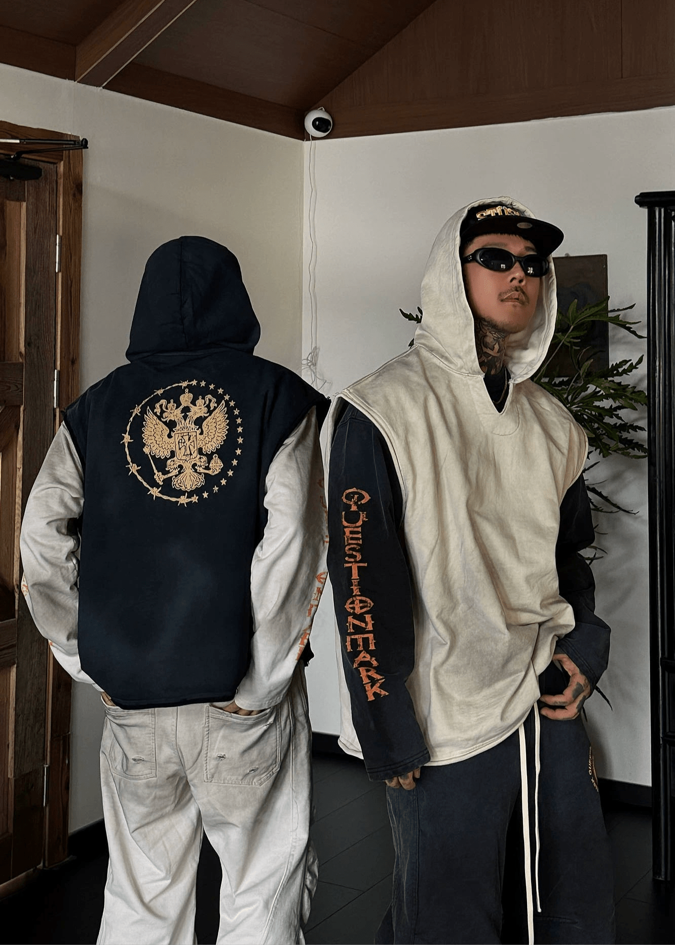 Vintage Eagle Print Sleeveless Hoodie - Rick Circus
