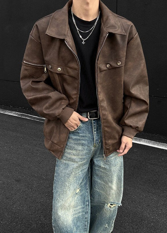 Vintage Faux Leather Bomber Jacket - Rick Circus