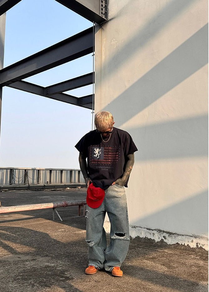 Vintage Flag Print Oversize T-Shirt - Rick Circus