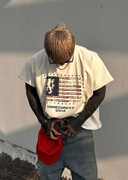 Vintage Flag Print Oversize T-Shirt - Rick Circus