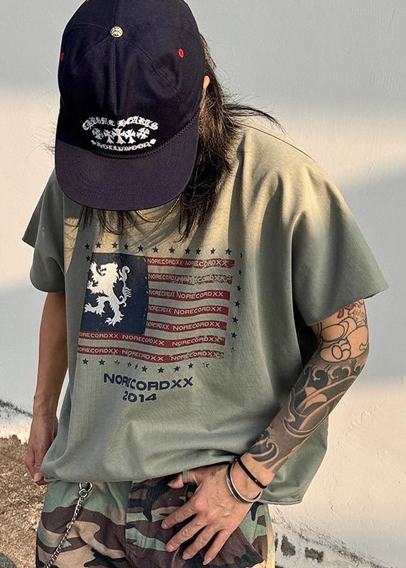 Vintage Flag Print Oversize T-Shirt - Rick Circus