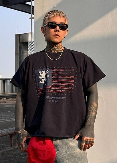 Vintage Flag Print Oversize T-Shirt - Rick Circus