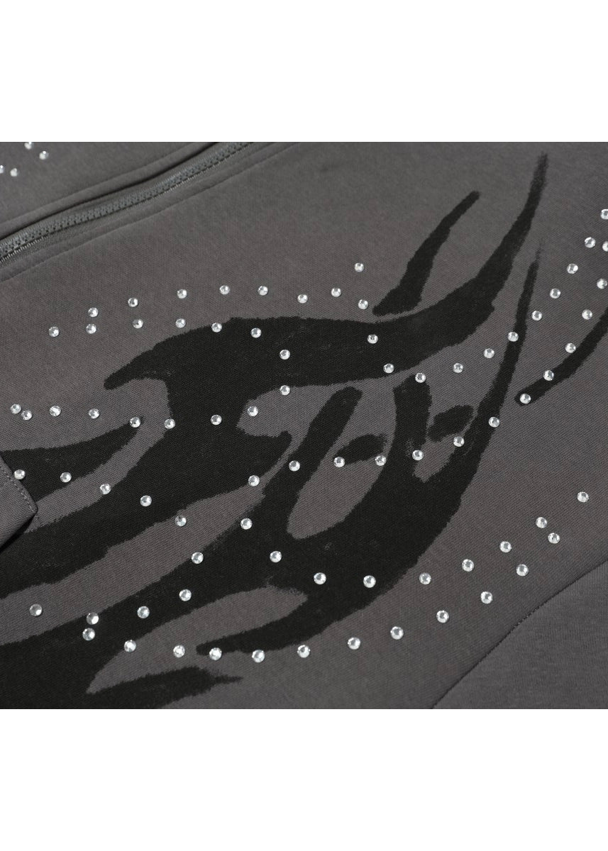 Vintage Flame Rhinestone Zip Hoodie - Rick Circus