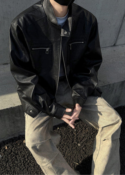 Vintage - Inspired PU Leather Jacket - Rick Circus