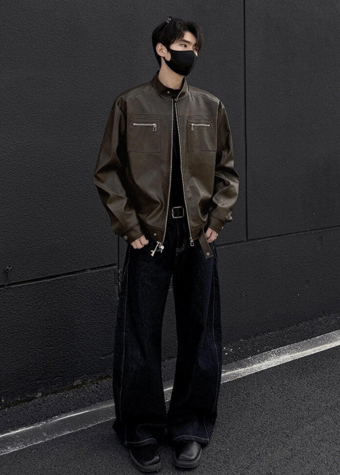 Vintage - Inspired PU Leather Jacket - Rick Circus