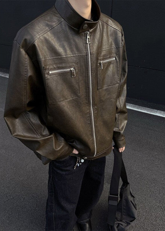 Vintage - Inspired PU Leather Jacket - Rick Circus