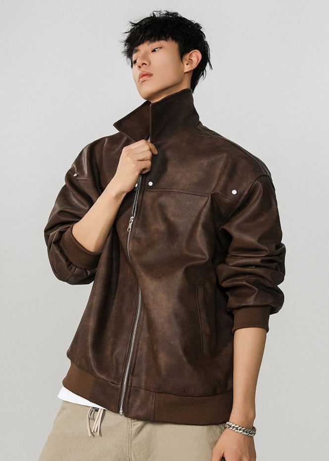 Vintage - Inspired PU Leather Jacket - Rick Circus