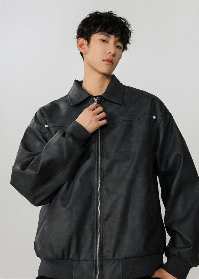Vintage - Inspired PU Leather Jacket - Rick Circus