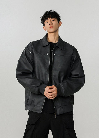 Vintage - Inspired PU Leather Jacket - Rick Circus