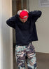 Vintage Loose Fit Letter Print Long Sleeve T-Shirt - Rick Circus