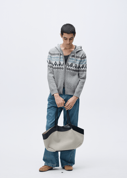 Vintage Old Money Fair Isle Wool Hooded Cardigan - Rick Circus