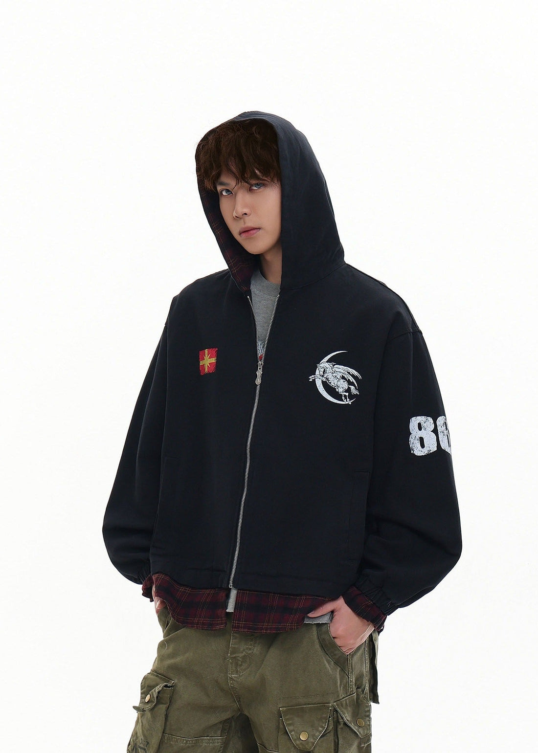 Vintage Plaid Layered Hoodie - Rick Circus